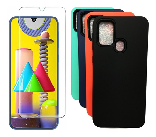 Samsung M31 Protector Case Carcasa Reforzada Y Vidrio Hd 9h