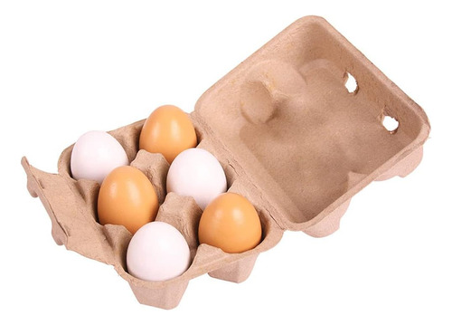 Bigjigs Toys Seis Huevos De Madera En Cartón