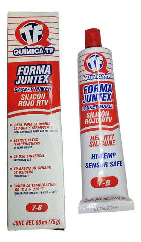 Silicon Automotriz Rtv Alta Temperatura Tubo Rojo Tub Tf 7-b