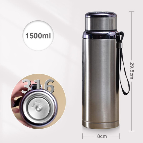 Termo De Acero Inoxidable 316, 1000ml De Agua Termo (plata)
