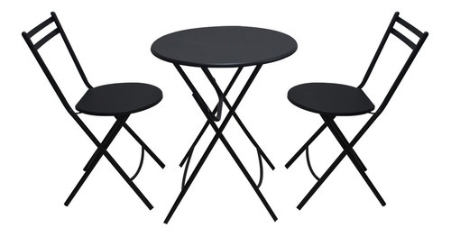 Set Mesa 2 Sillas Plegables Estructura Tubular Negra Brang 1505 Color Negro