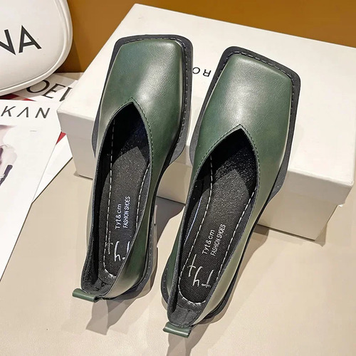 Zapatos Planos Con Punta Cuadrada Y Suela Blanda De Estilo F