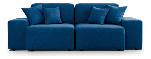 Sillón Sofa 2 Cuerpos Living Moderno Pana - Denver Azul