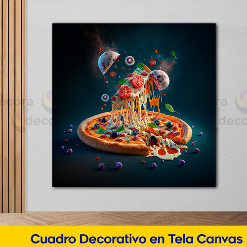Cuadro Canvas Pizza Comida Restaurante Bar Abstracto 90x90