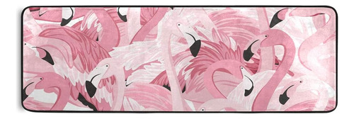 Blueangle Pink Flamingos Runner Rug Soft Plush Hallway Entry