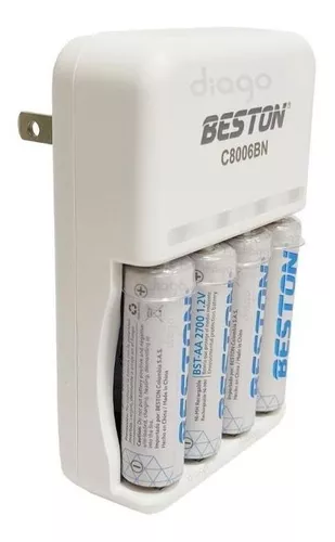 Bateria AAA Recargable 1.2 V - 1100mA x4 Pilas + Cargador Beston C8006B,  Ferretrónica