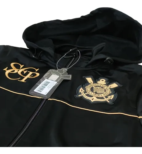 Jaqueta Corinthians Preto Trilobal S mbolo Oficial