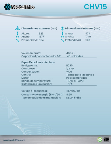 Congelador Horizontal Metalfrio Chv15 -18° A -23°c
