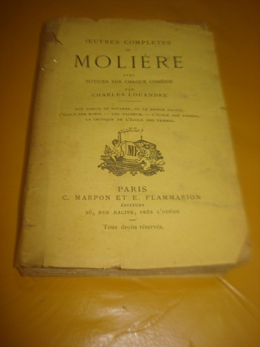 Moliere Ceuvres Completes Tomos 1 Y2 Frances Antiguos