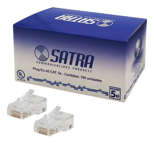 Conector Plug Rj45 Cat 5e Satra X 100 Und  Mihaba