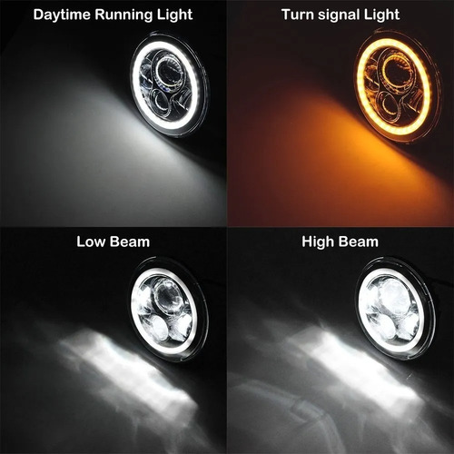 Imagen 3 de 9 de Kit Opticas Universal 7 H4 Ojo De Angel Lupa Drl Y Led