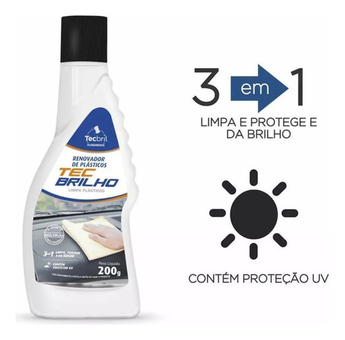 Revitalizador Renovador De Plásticos Tecbrilho 200g 3 Em 1 Cor Branco