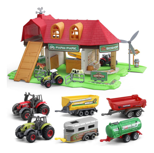 Toy Toy Barn Barn Farm House Con Pequeños Animales De Granja