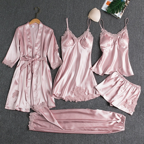 Mujer Pijama Traje Con Bra Bata Vestido Sets-a