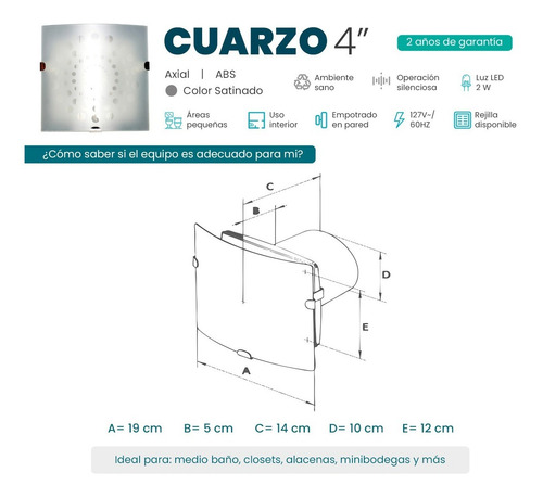 Imagen 3 de 8 de Extractor De Aire Cuarzo 4 Pulgadas Blanco Masterfan