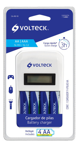 Cargador De Baterías Aa/aaa Con 4 Pilas Aa Recargable Doble