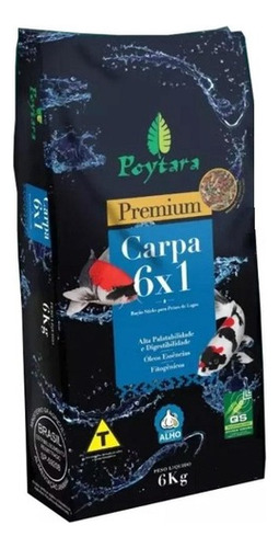 Ração Carpa Poytara Premium 6x1 Com Alho Sticks 6kg