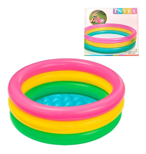 Piscina Inflable 86cm Tricolor Piso Acolchonado Intex 