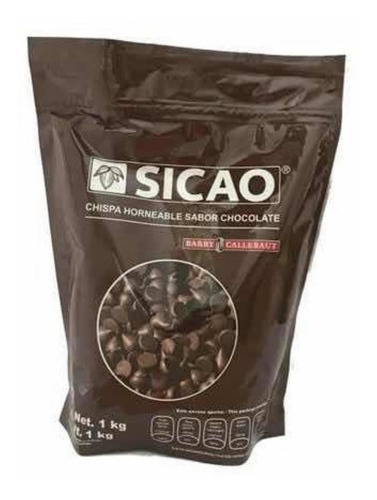 Chispas Horneables Sabor Chocolate Sicao 1 Kg 5 Piezas