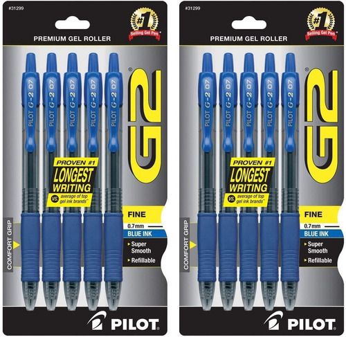 Boligrafos Lapiceras Pilot G2 Premium Tinta Azul 10-pack