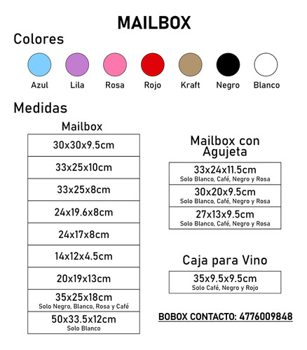 Mailbox 24x17x8 Cm Caja Envíos 8blancas 8rosas 5azules