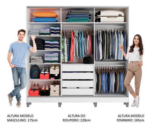 Ropero Closet Madesa Royale 3 Puertas con Pies Color Blanco