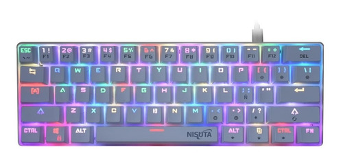 Teclado Gamer Mecánico Nisuta Rgb White Outemu Purple Pc Ps4