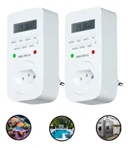 Comprar Bj Pipas Kit 2 Timer Temporizador Digital Programável Bivolt Recarregável Tela Lcd 18 Programações Liga\u002Fdesliga Bomba Piscina Aquário