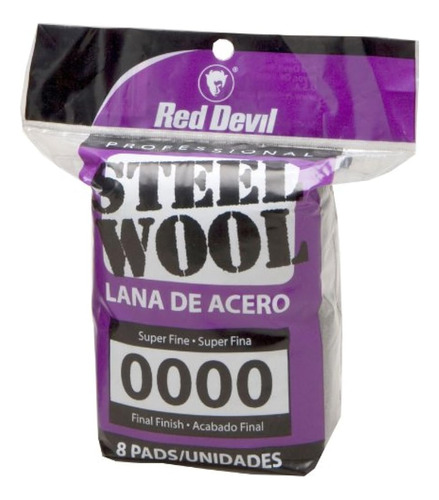 Red Devil 0320 Steel Wool, 0000 Super Fine, 8 Pads