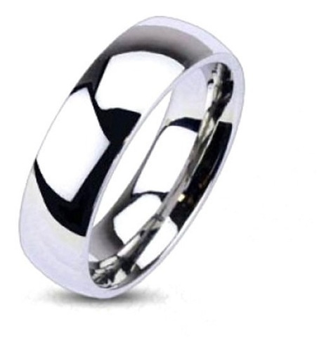 Anillo Titanio Plateado Diseño Argolla Matrimonio 6 Mm Eg