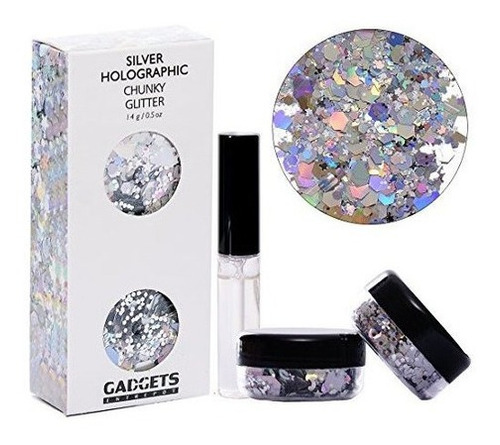 Brillo Holográfico Plateado Brillo Cuerpo Cosmético Cara Ojo