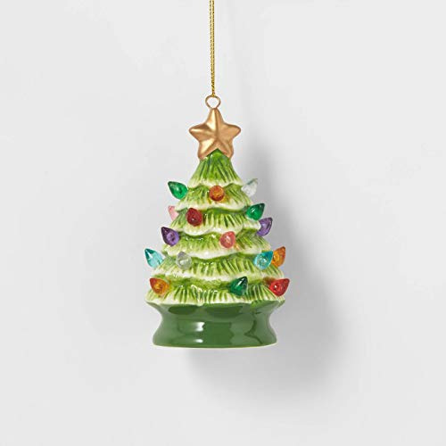 Ceramic Christmas Tree Lighted Ornament Retro Lit (gree...