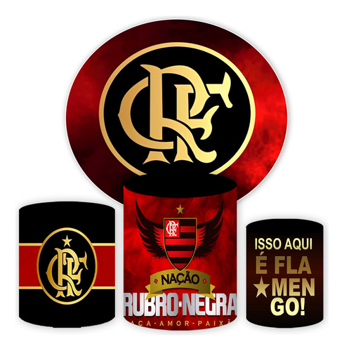 Flamengo Trio Capas Cilindros Com Painel Redondo Para Festas