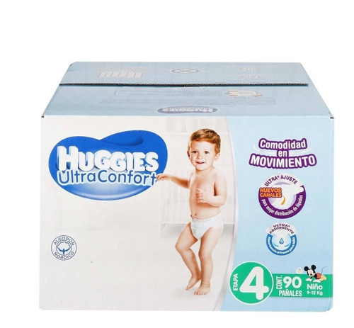 Pañales Huggies Ultraconfort Etapa 4 Niño 90 Pañales