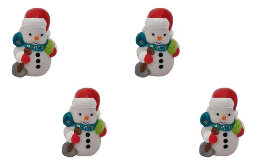 Miniatura Boneco De Neve Kit Com 4 Peças De Cerâmica - Natal Cor Branco Nd