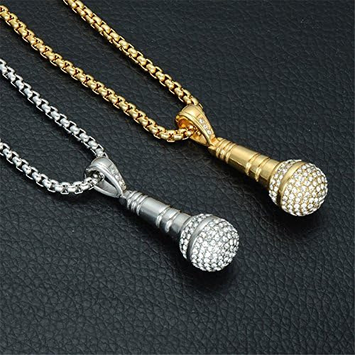 Collar Sinleo Estilo Hip Hop C/dije De Micrófono D/circonita
