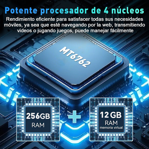 Teléfono Celular Negro Y10 Dual Sim 256 Gb + 12 Gb Ram 6.8 Pulgadas Android 14 Full Hd 4g Carga Rápida 6500 Mah With Facial And Huella Con Gps Bluetoo