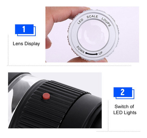 A Lupa Con Escala Led Lupa De Metal Ajustable 30x