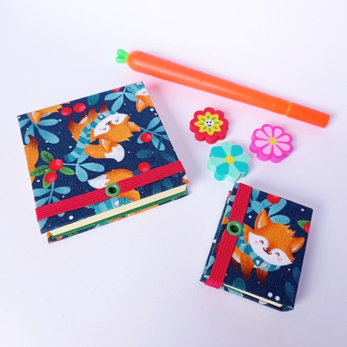 Kit Papelaria 2 Postits, 1 Caneta E 3 Borrachinhas Raposa