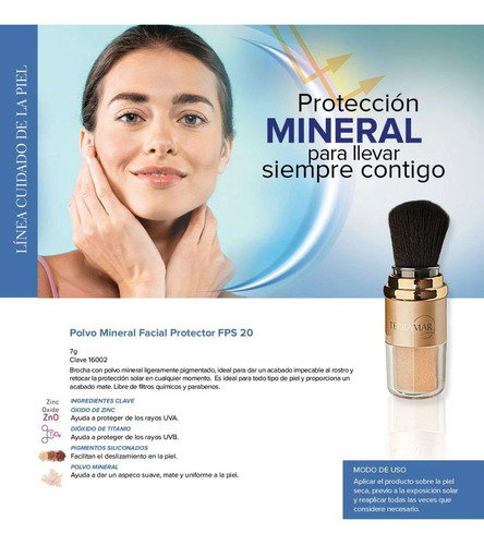 Polvo Mineral Brocha Protector Solar Facial Fps 20 Terramar