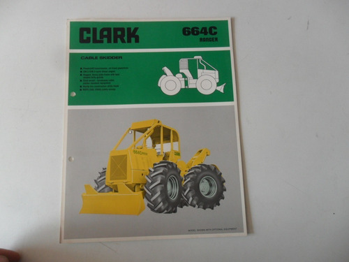 Folleto Clark 664 Tractor Antiguo No Manual Cargador Pala