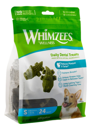 Whimzees Premios Para Perros Cocodrilo Chico 7-12 Kg 24 Pzas