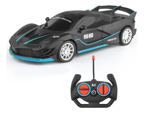 Carrinho De Controle Recarregável Com Luz Super Esportivo Cor Preto Personagem Corrida