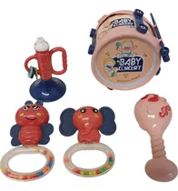 Comprar Set De Sonajeros E Instrumentos Musicales El Duende Azul Color Rosa Diseño Tambor