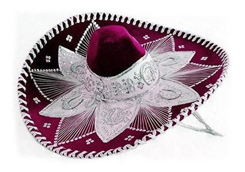 Sombrero De Mariachi Blanco Y Borgoña
