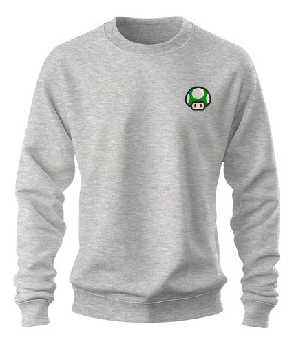Sudadera Sweater Bordado Logo Hongo Verde Mario Bros Juego