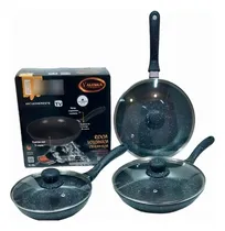 Comprar Sarten Valeska 6 Piezas Rocavolcanica Antiadherente T\u002Fvidrio Color Negro