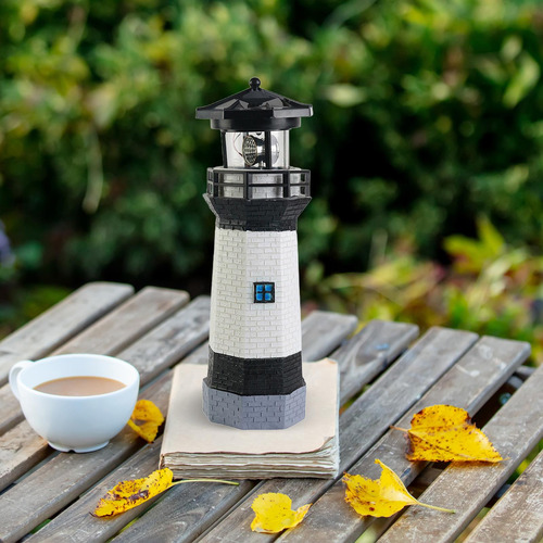 Faro Solar De Jardín Con Luz Giratoria Para Exteriores