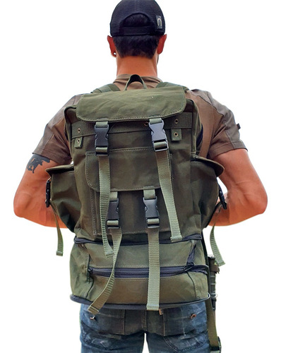 Mochila Padrão Exército Em Lona Militar Super Resistente 