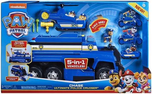 Paw Patrol: The Mighty Movie, Pup Squad Patroller camión de juguete, con  coche de juguete coleccionable Mighty Pups Chase Pup Squad, juguetes para